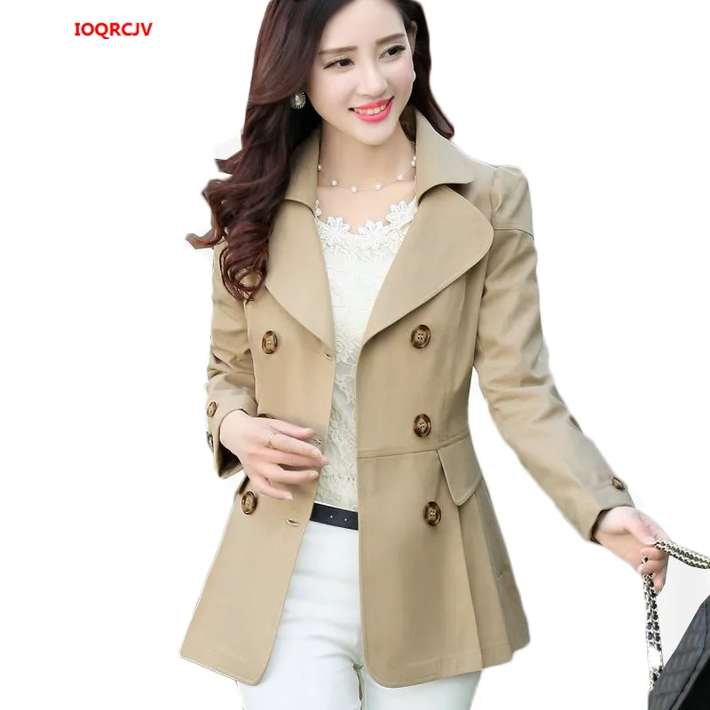 

Spring Trench Coat For Women Fashion Short Double Breasted Coats Female Plus Size Long Sleeve Windbreaker Outwear Feminino W1139