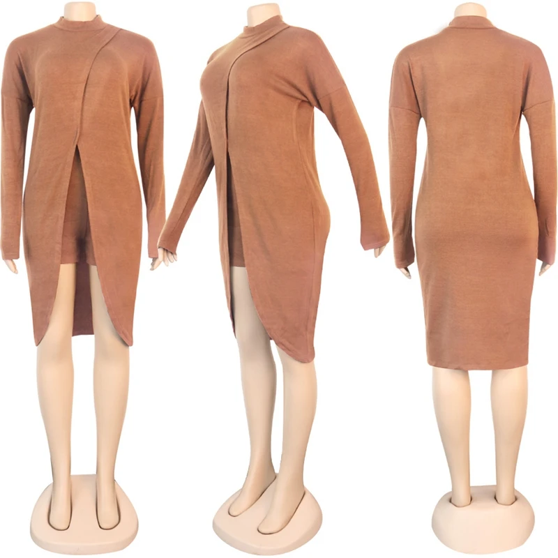 

Winter Sweater Two Piece Outfits for Women Streetwear Elegant Long Sleeve Sweater Top and Shorts Set Solid Sweat Suits Women Set