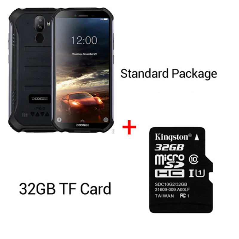 Black N 32GB Card DOOGEE S40 4GNetwork прочный мобильный телефон 5,5 дюймов Дисплей 4650 мА/ч, MT6739 4 ядра, 3 Гб оперативной памяти, Оперативная память 32GB Встроенная память Android 9,0 8.0MP IP68/IP69K - Цвет: Black N 32GB Card