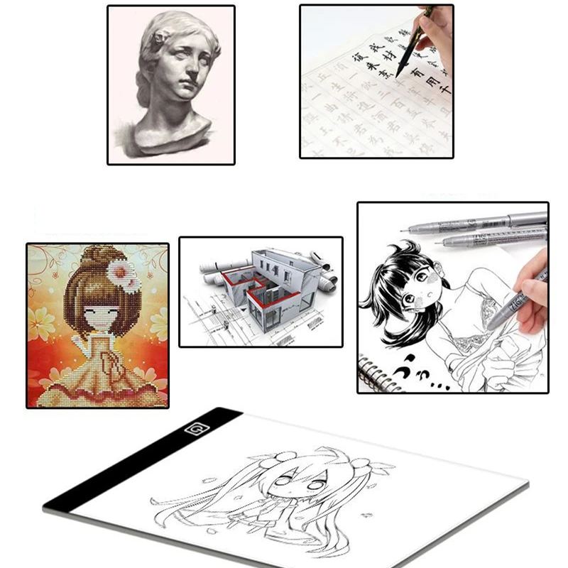 

Toy A4/A5 Size 3 Level Dimmable Copy Board Kids Tablet Sketching Practice Drawing Board LED Light Pad for Diamond Painting