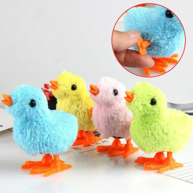 

1PCS Cute Plush Wind Up Chicken Kids Educational Toy Clockwork Jumping Walking Chicks For Children Baby Gifts Random Color