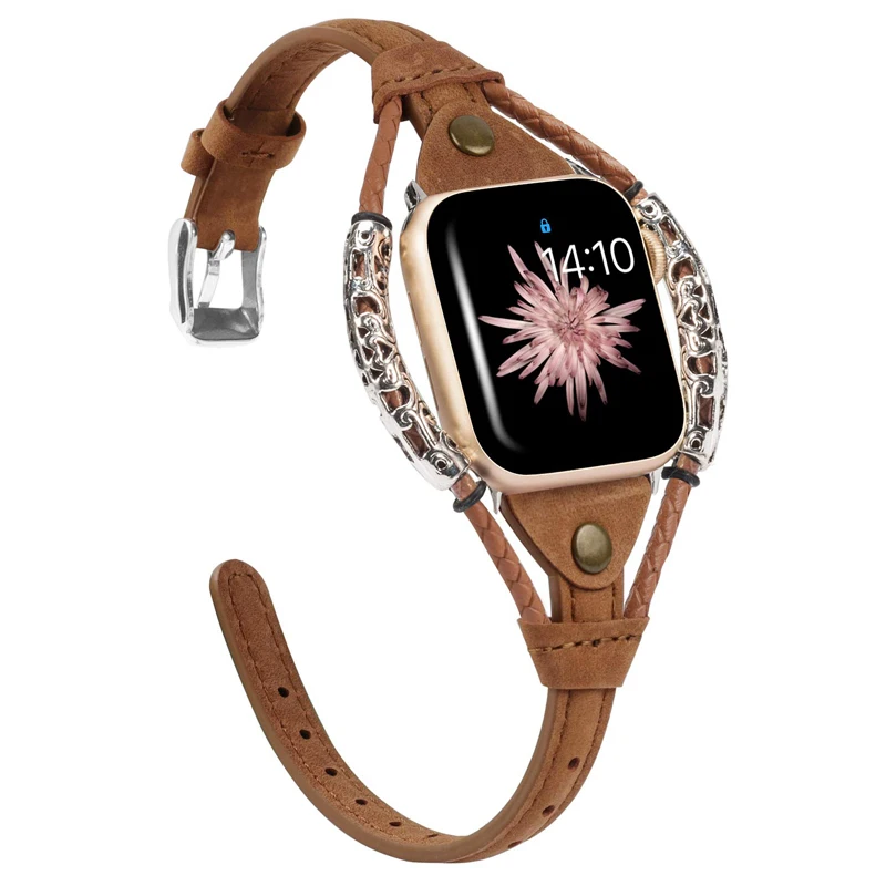 Genuine Leather Strap for Apple Watch Band 38mm 42mm Belt 6/5/4/3/2/1 40mm 44mm metal Bracelet Watchband for Iwatch Accessories