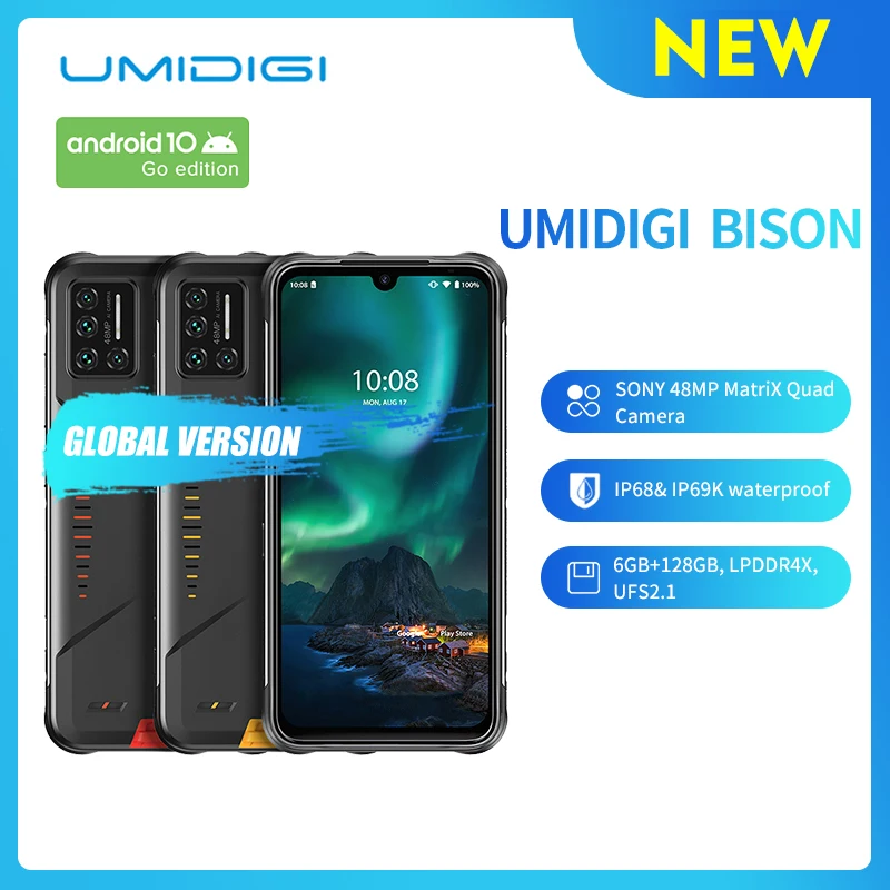 Смартфон UMIDIGI BISON IP68/IP69K водонепроницаемый Защищенный телефон матрица 48 МП четыре