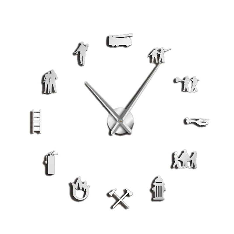 Пожарный любовь Diy гигантские настенные часы пожарный отдел офис большие