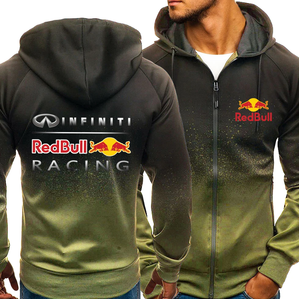 

Spring Hoodies Men Infiniti Racing Logo Casual Harajuku Gradient Color Hooded Fleece Sweatshirts Zipper Jacket Male Clothing