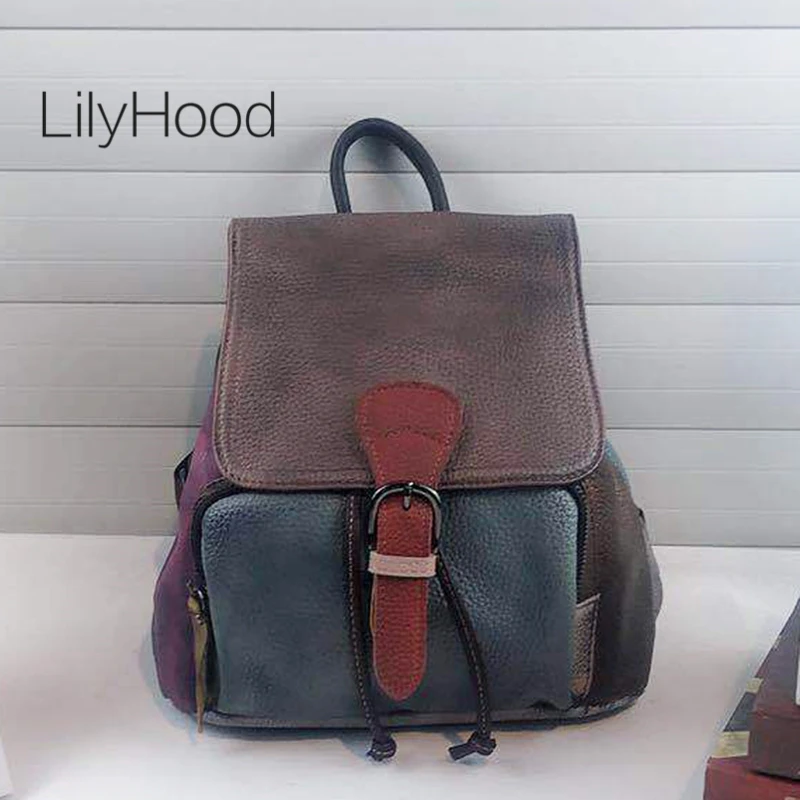 Женский винтажный рюкзак из натуральной кожи маленький повседневный