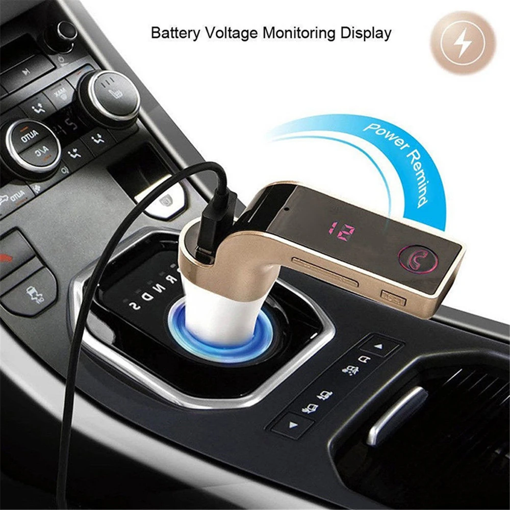 4-в-1 Hands Free Беспроводной Bluetooth FM передатчик G7+ AUX модулятор Автомобильный комплект MP3 плеер SD USB ЖК-дисплей автомобильные аксессуары 4