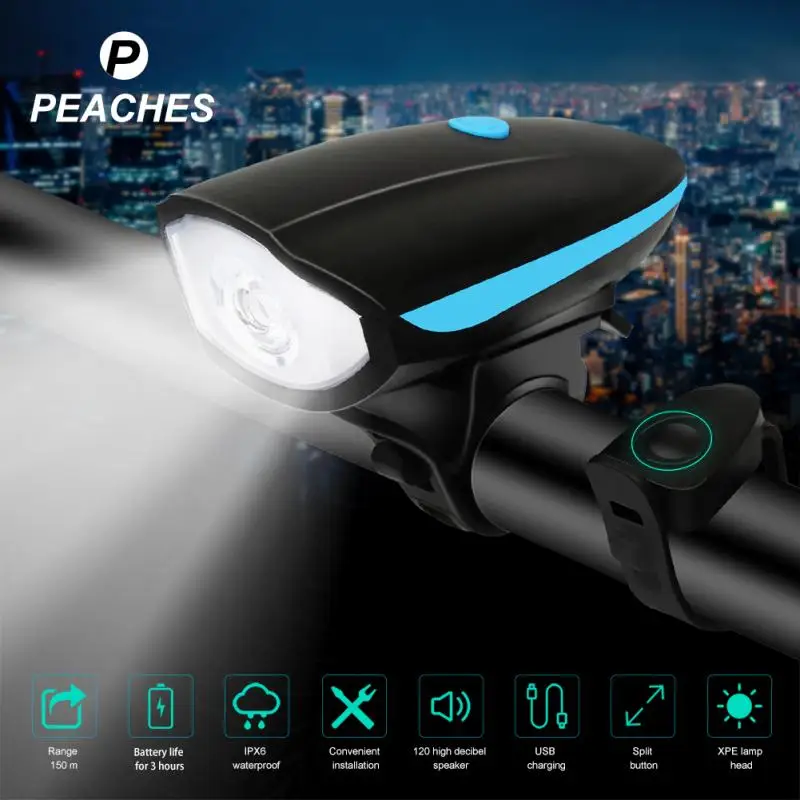 

Bicycle Light Powerful Bike Headlight With Bell 1200 MAh USB Rechargeable As Power Bank Front And Rear Lights