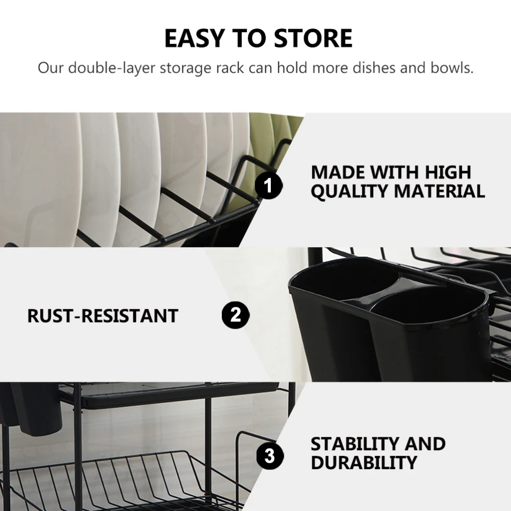 

Metal Draining Rack Tableware Shelf Plates Storage Holder Kitchen Accessory