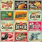 Жестяной знак с бургерами, цыплятами, беконом, металлические декоративные таблички в стиле ретро, для кухни, ресторана, художественные таблички, картины, Декор, пин-ап, вывеска для еды