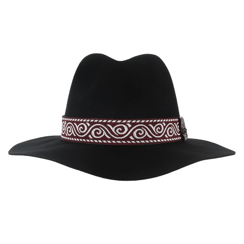 GEMVIE с широкими полями, шерсть, женская шляпа, Fedora, зимняя фетровая шапочка, полосатая, этническая группа, осенняя, джазовая шапка
