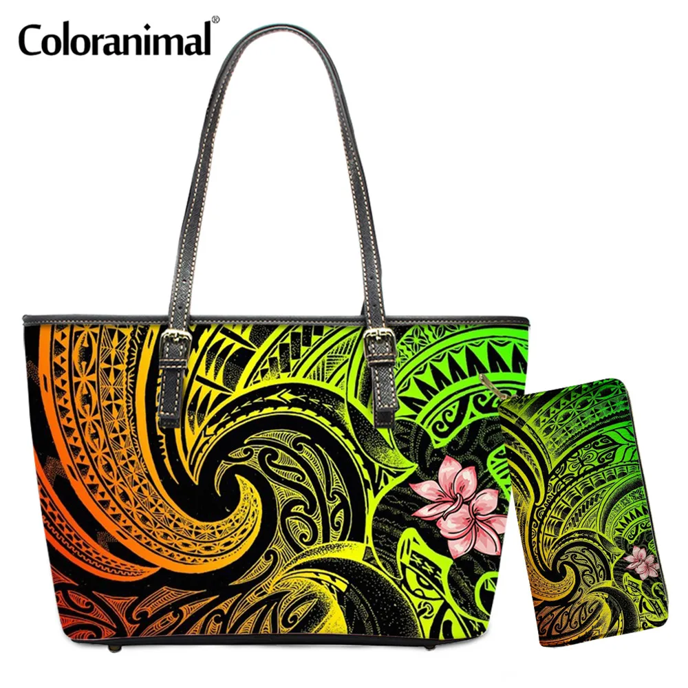 Coloranimal градиент полинезийской Племенной плетеные черепаха печатных сумка для