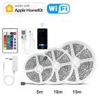 Светодиодная лента с Wi-Fi для Apple HomekitDohome, работает с Alexa Smart home, RGB-подсветка 5050 SMD, 1 рулон, 15 м, 10 м, 5 м
