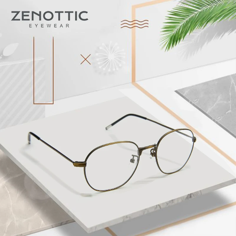 

ZENOTTIC Vintage Prescription Eyeglasses Metal Round Glasses Frame Men Women Myopia Reading Prescription Glasses