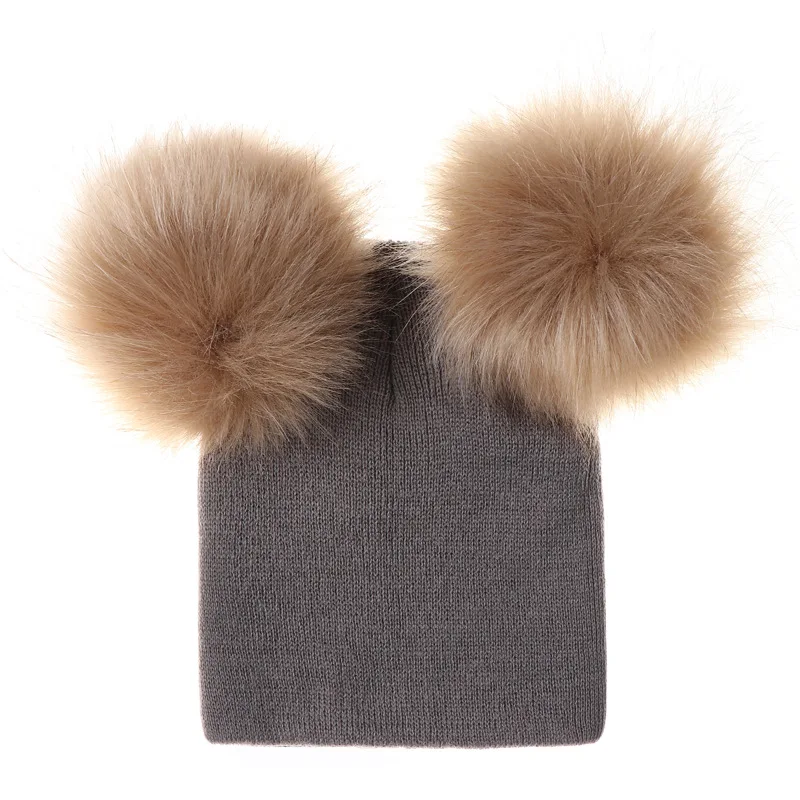 

LZH 2021 New Spring Autumn Winter Hats For Kids Knitten Toddler Baby Girls Hat Children Fur Hats For Girls Boys Hats Warm Cap