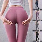 Женские леггинсы для фитнеса, однотонные облегающие брюки с высокой талией для спортзала