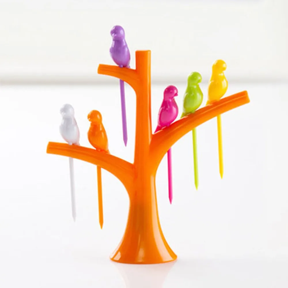 Вилка для фруктов птичка птицы на дереве десерт торт столовая посуда вечерние