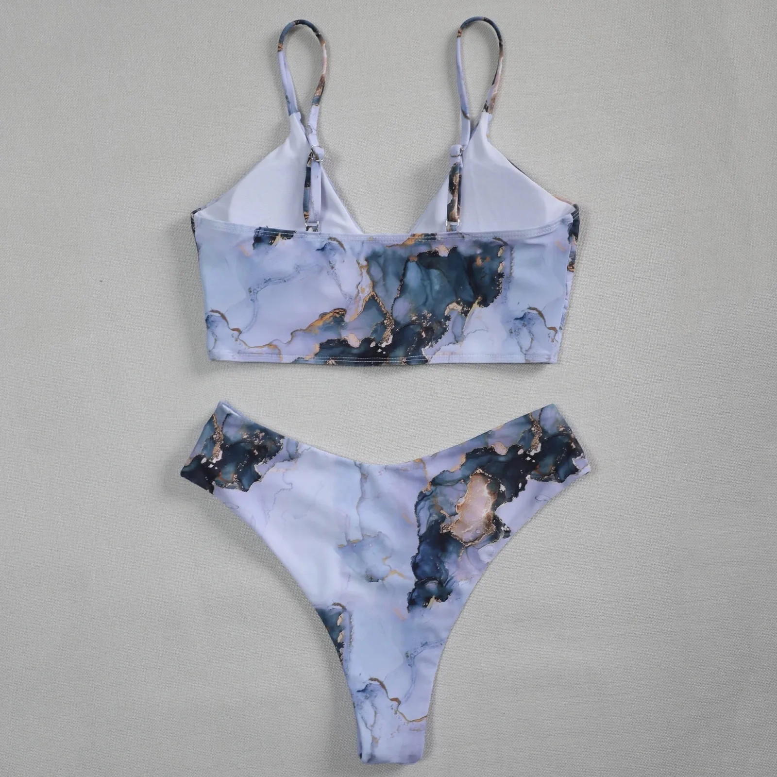 

Sexy High Waist Bikini 2021 New Plus Size Swimwear Women Swimsuit Female Marble Print Bikini Set Bathing Suit Summer Biquini XL