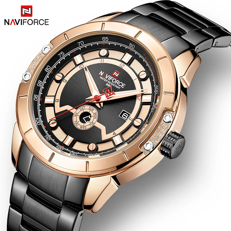 Часы NAVIFORCE мужские модные кварцевые водонепроницаемые из нержавеющей стали |