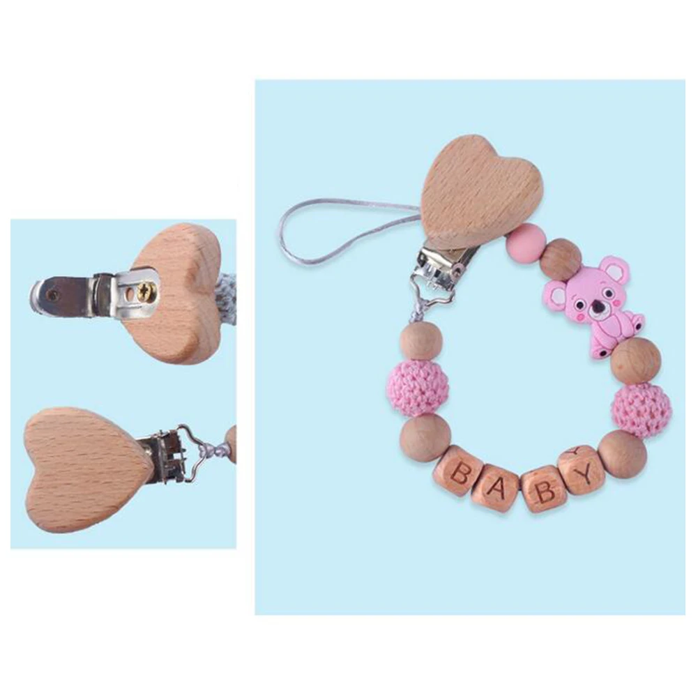 Cuentas de silicona de Koala en forma de coraz&oacute;n, mordedor, chupete, soporte de cadena, mordedor para beb&eacute;-2