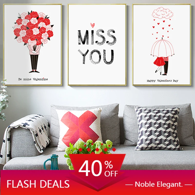 Картины на холсте скандинавские романтические розы подарок день Святого