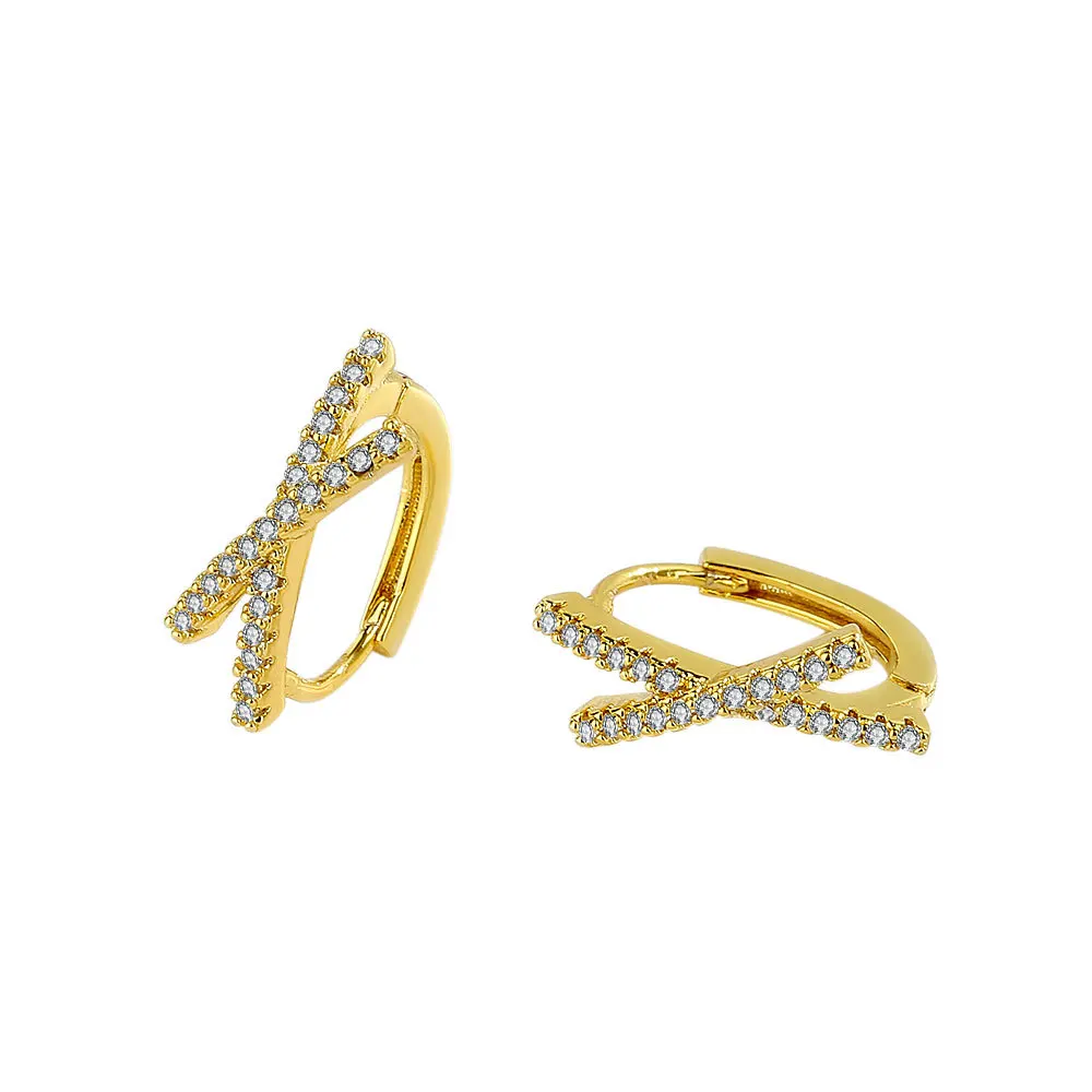 

Cute Zircon Cross Small Hoop Earrings for Women Female Korean Fashion Jewelry Trendy Ear Piercing Pendientes Mujer Moda 2022
