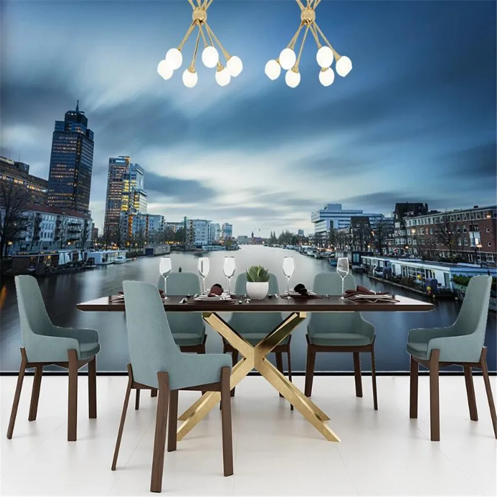 

Milofi custom large wallpaper mural modern city scenery sofa TV background wall decoration painting