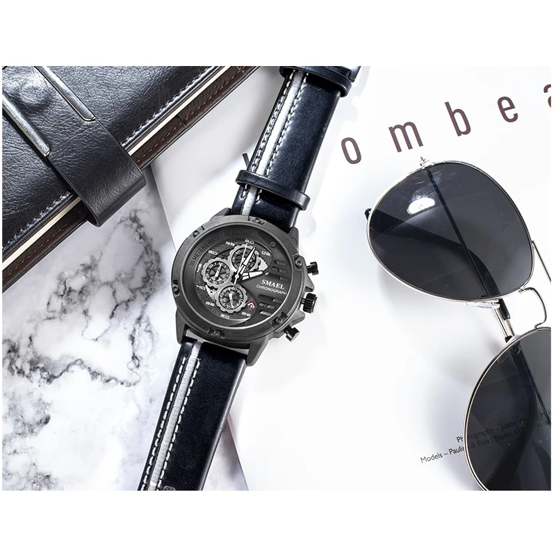 Часы наручные SMAEL Мужские кварцевые модные повседневные водонепроницаемые с