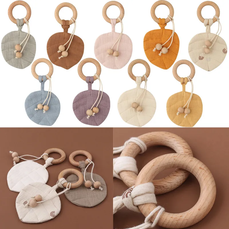 1 шт. деревянное детское кольцо-прорезыватель для зубов в форме листьев | Мать и