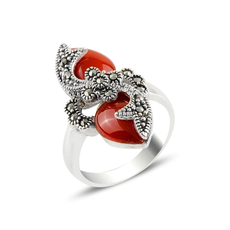Silverlina серебряный с агатом и марказит кольцо|Кольца| |