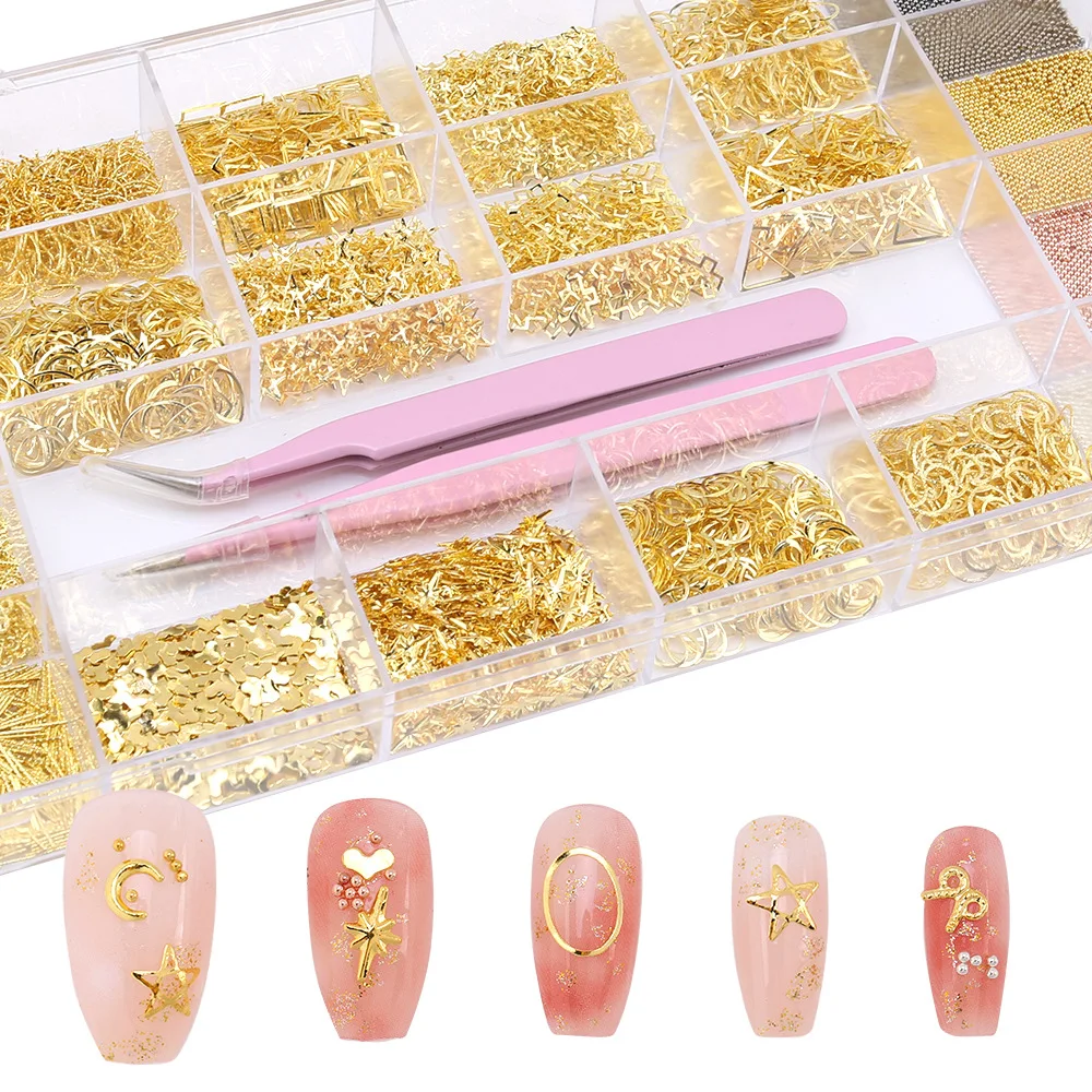 

Металлические заклепки для дизайна ногтей, 21 ячейка