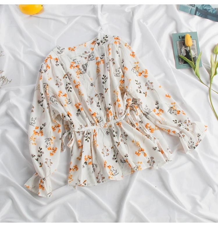 Blusas femininas de verao, женские блузки, женские осенние, весенние, испанский стиль, шикарные, Ретро стиль, с длинным рукавом, с принтом, Рубашки, Топы