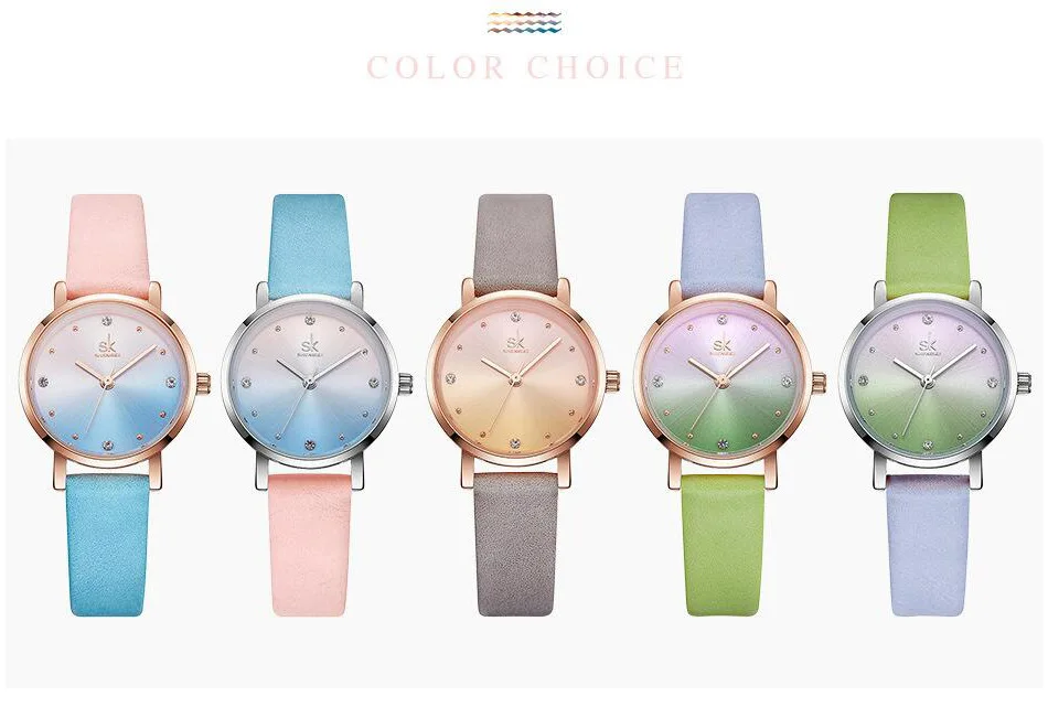 SK Shengke креативные градиентные женские часы с циферблатом с кожаным ремешком женские часы-браслет женские часы Relogio Feminino Montre Femme
