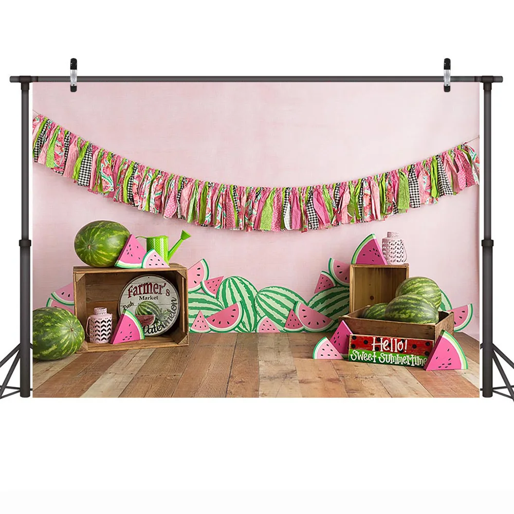 Фон для детской фотосъемки на день рождения с изображением арбуза летнего