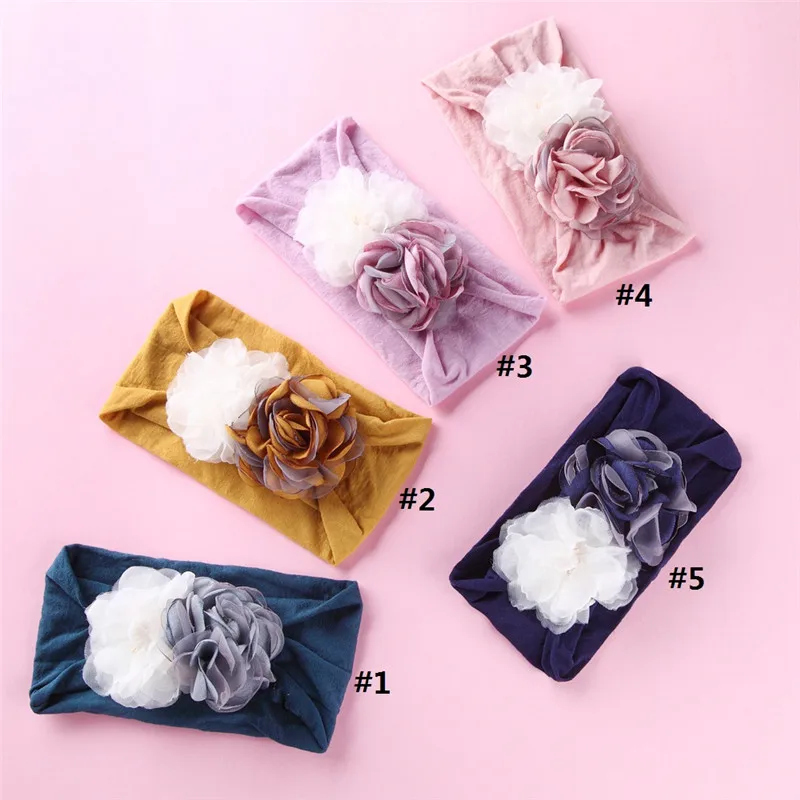 Детские нейлоновые повязки на голову с кружевом 5 шт./лот мягкие хлопковые