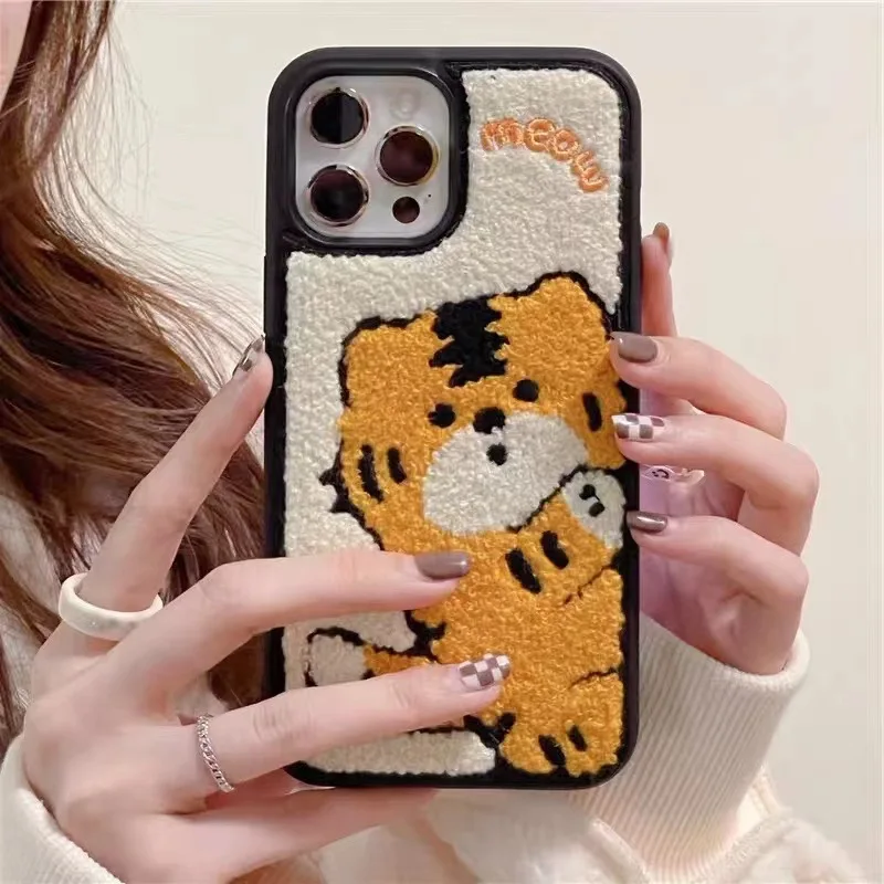 

Мягкий чехол для телефона с 3D вышивкой тигра в Корейском стиле для iPhone 13 Pro Max 12 11 Pro Max 7 8 Plus X XS Max XR SE 2020, чехол