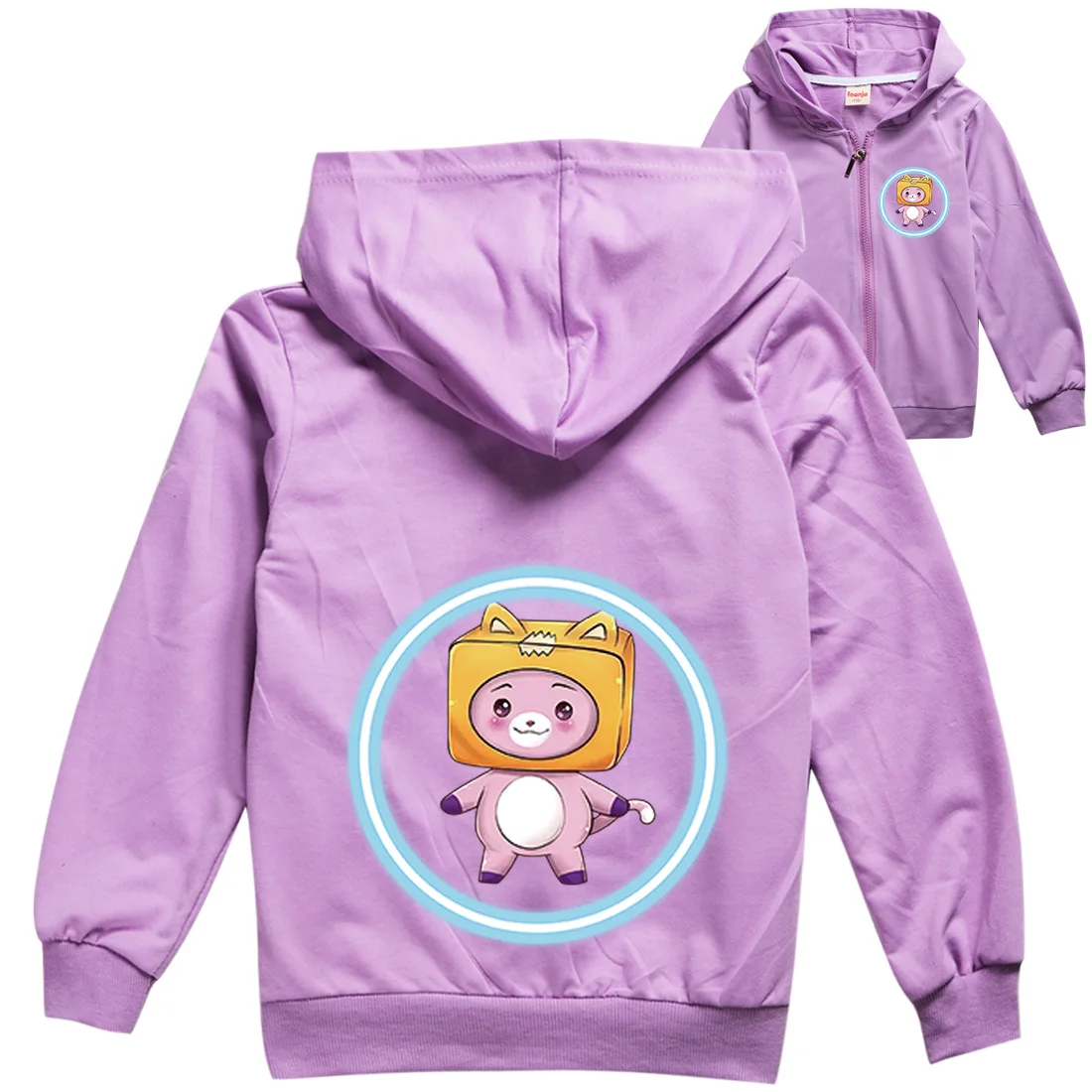 

Anime Lankybox Clothes Kids Hooded Jacket with Zipper Baby Boys Long Sleeve Lanky Box Pink Hoodie Girl Casual Sweatshirt Outwear