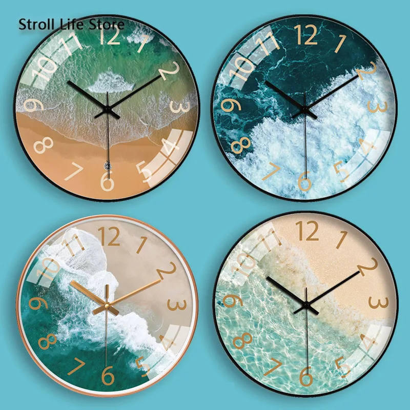Large Moedrn Wall Clock Gold Silent Living Room Creative Sea Art Quartz Kitchen Clocks Watch Home Decor Gift FZ827 | Дом и сад