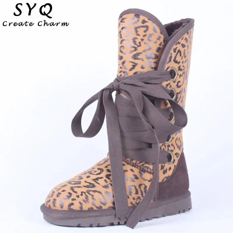 Модные зимние ботинки на шнуровке Женские теплые из натуральной воловьей кожи с