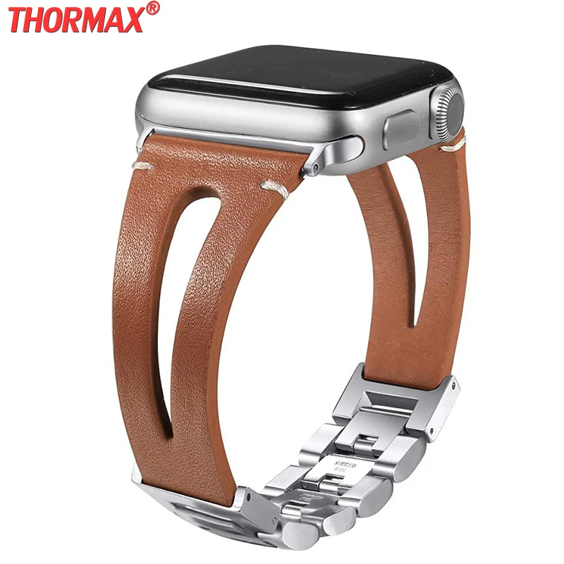 Кожаный ремешок для Apple Watch Band Series 5 40 мм 44 4 3 38 42 винтажный кожаный браслет ручной