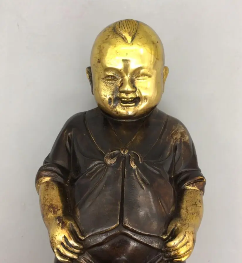 Китайская латунная архаизовая Статуэтка для мальчиков богатства