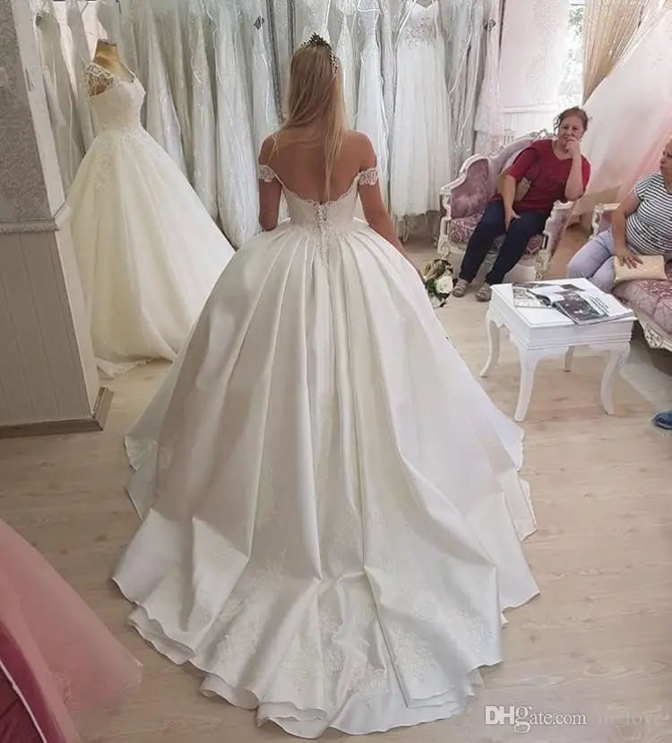 Vestido De baile De lujo, encaje, boda, Sexy, Espalda descubierta, novia romántico, boda, 2019