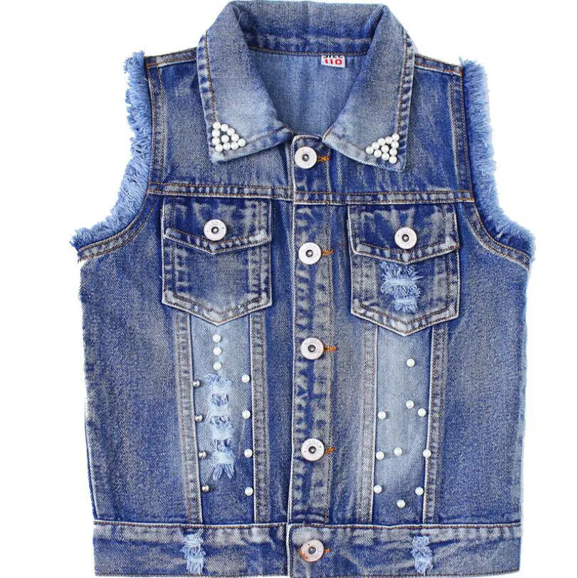 Платье для маленьких девочек платье майка От 3 до 13 лет детская джинсовая жилетка