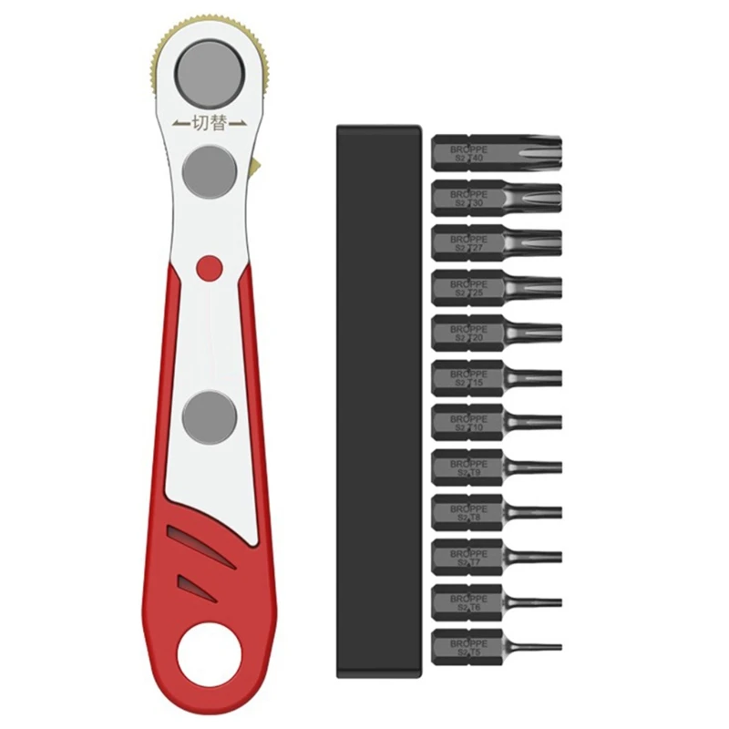 

Two-way Multifunctional Right-angle Ratchet Screwdriver Set Phillips Flat-blade Screwdriver Head Set