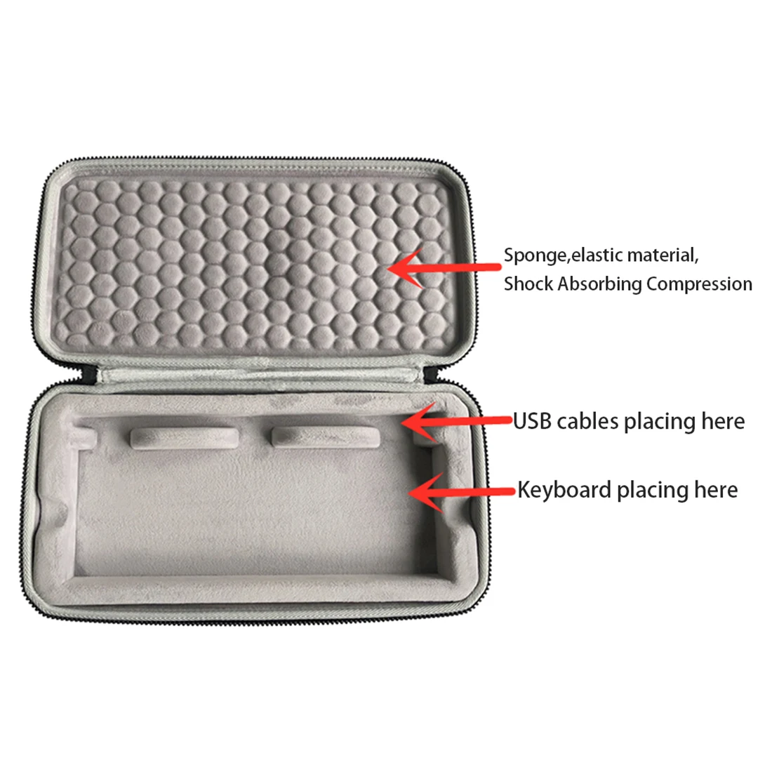 

37.2 x 12.3 x 5.7cm 96 Keys Keyboard Storage Bag Carrying Case for 75% 80% 85% Mechanical Keyboard - Black