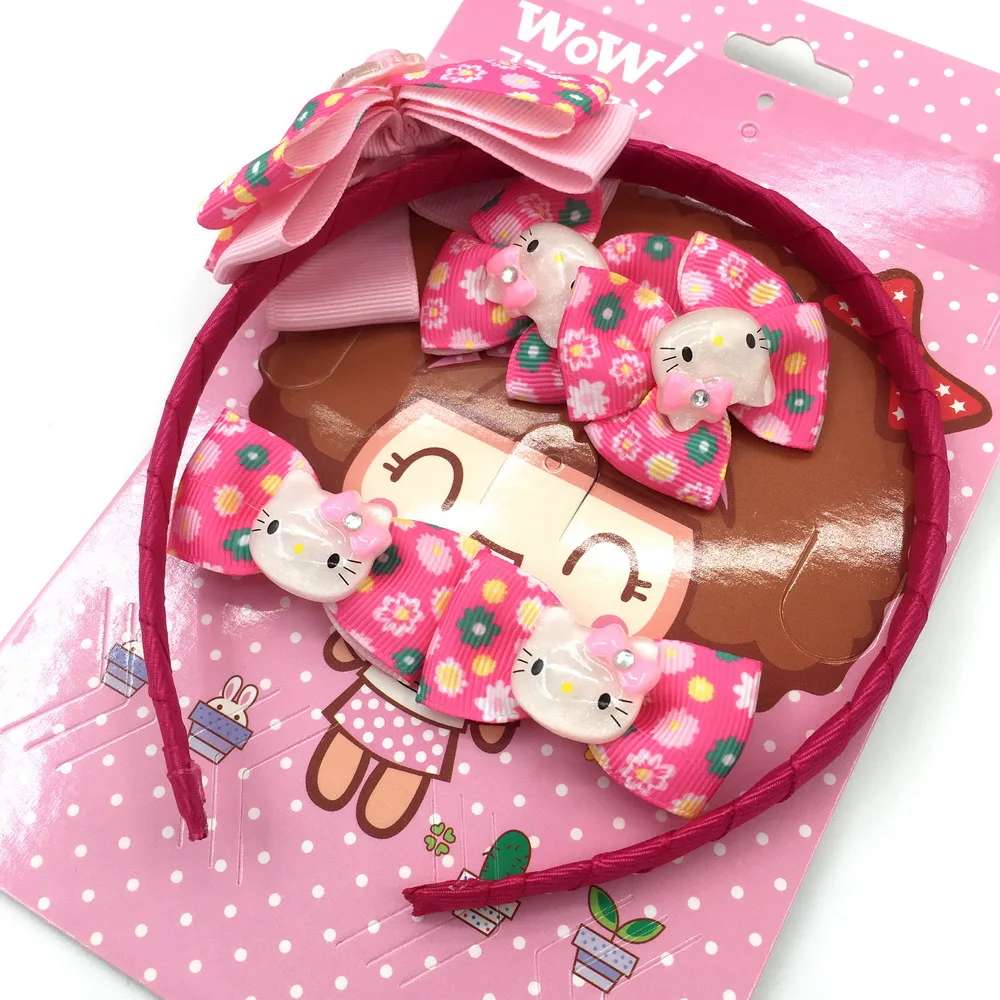 Бесплатная доставка 5 шт./компл. Hello Kitty Детская повязка на голову для девочек