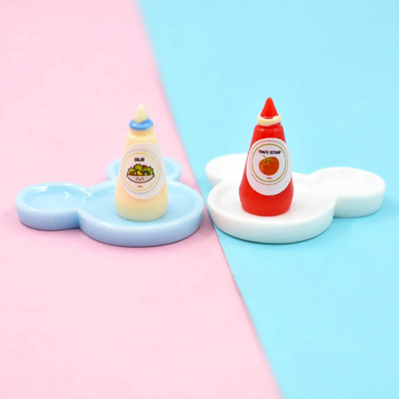 

4pcs/set 1:12 Dollhouse Miniature Food Mini Ketchup Salad Dressing Imitation Toy Doll House Acessories New