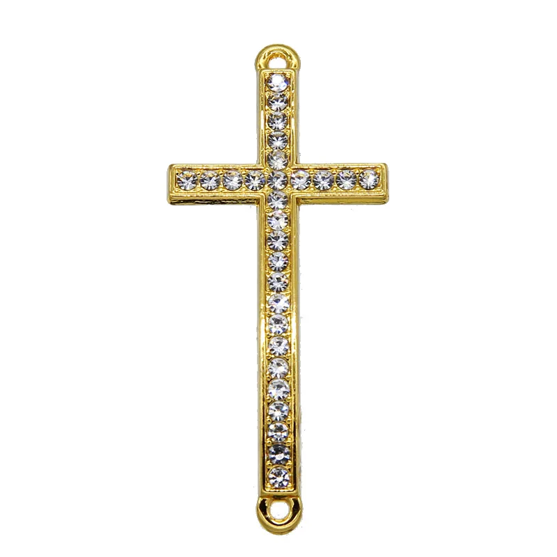 6 шт./лот посеребренные коннекторы с кристаллом Крест Иисуса для изготовления