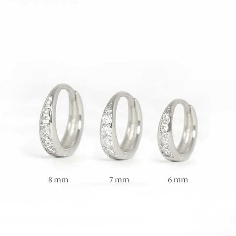 

1 Pair 925 Sterling Silver Hoop Earrings Luxury AAAAA Zircon Water Drop Round Circle Earrings For Women Gift Pendientes Mujer W4