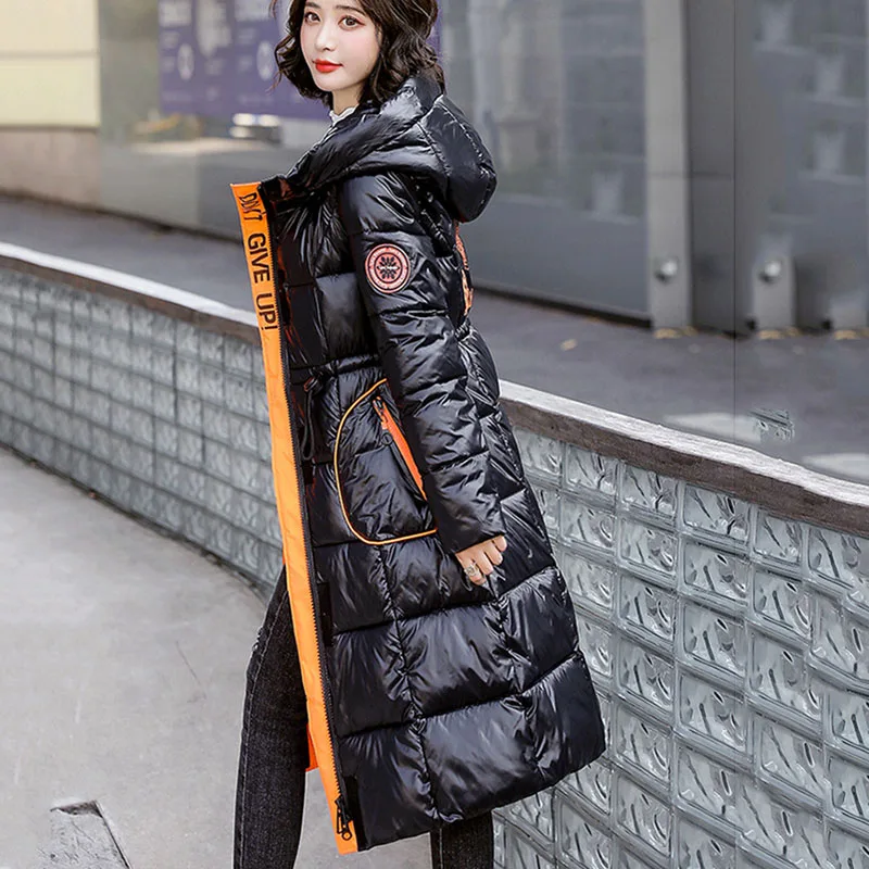 2023 Winter Thick Warm Hooded Female Jacket New Fashion Women Down Jacket Glossy High Quality Letter Women Down Jacket NBH377